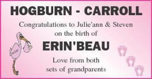 HOGBURN CARROLL BIRTH ERIN BEAU