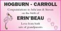 HOGBURN CARROLL BIRTH ERIN BEAU