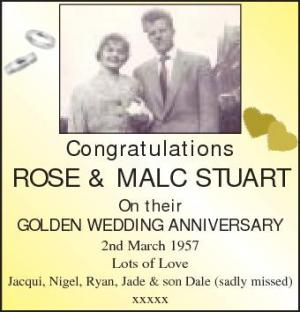 ROSE MALC STUART GOLDEN WEDDING ANNIVERSARY