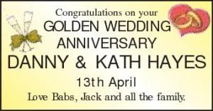 CONGRATULATIONS YOUR GOLDEN WEDDING ANNIVERSARY