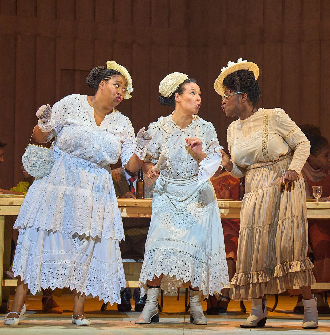 Karen Mavundukure (Doris), Esme Laudat (Jarene) and Rosemary Annabella Nkrumah (Darlene) in The Color Purple (Picture: Manuel Harlan)